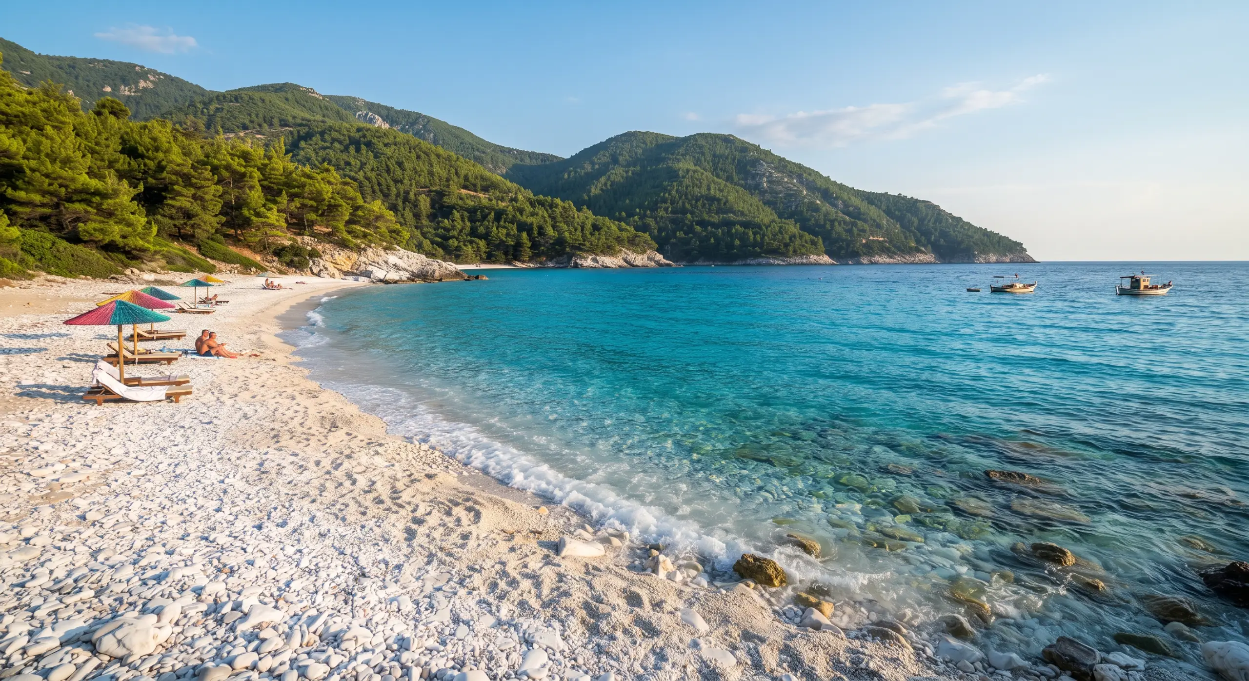 Imagine cu plaja albă din Thasos - Unde să te cazezi lângă plaja Marble Beach